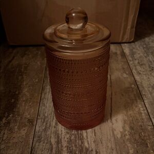 Blush Pink Textured Glass Jar with Lid